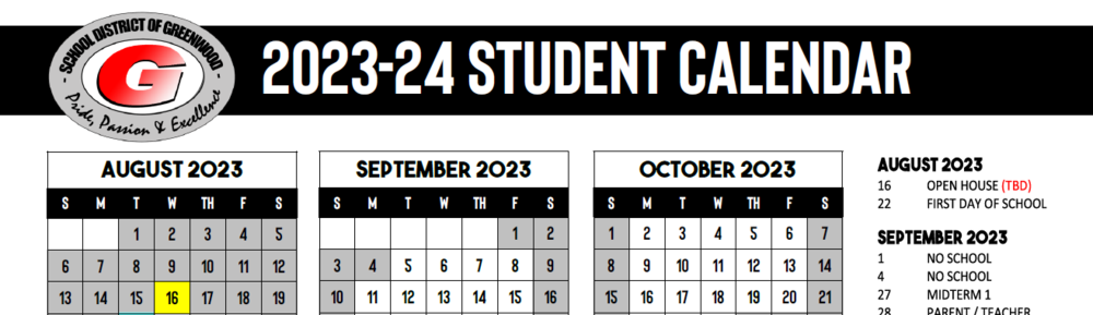 2023-2024 Student Calendar Preview