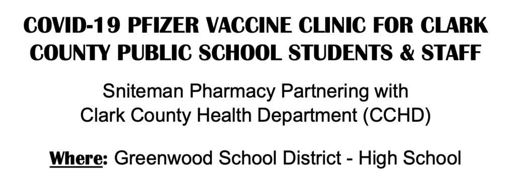 vaccine clinic on April 30