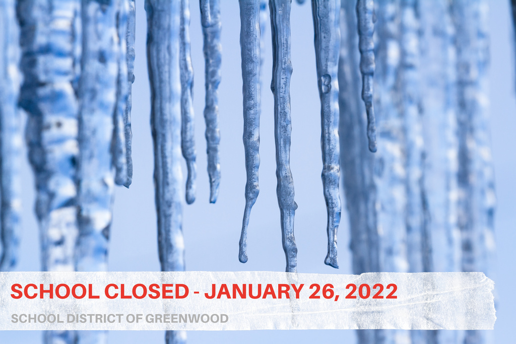 icicles with text school closed january 26 2022