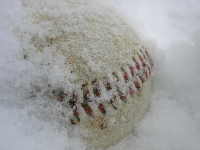 baseball in snow